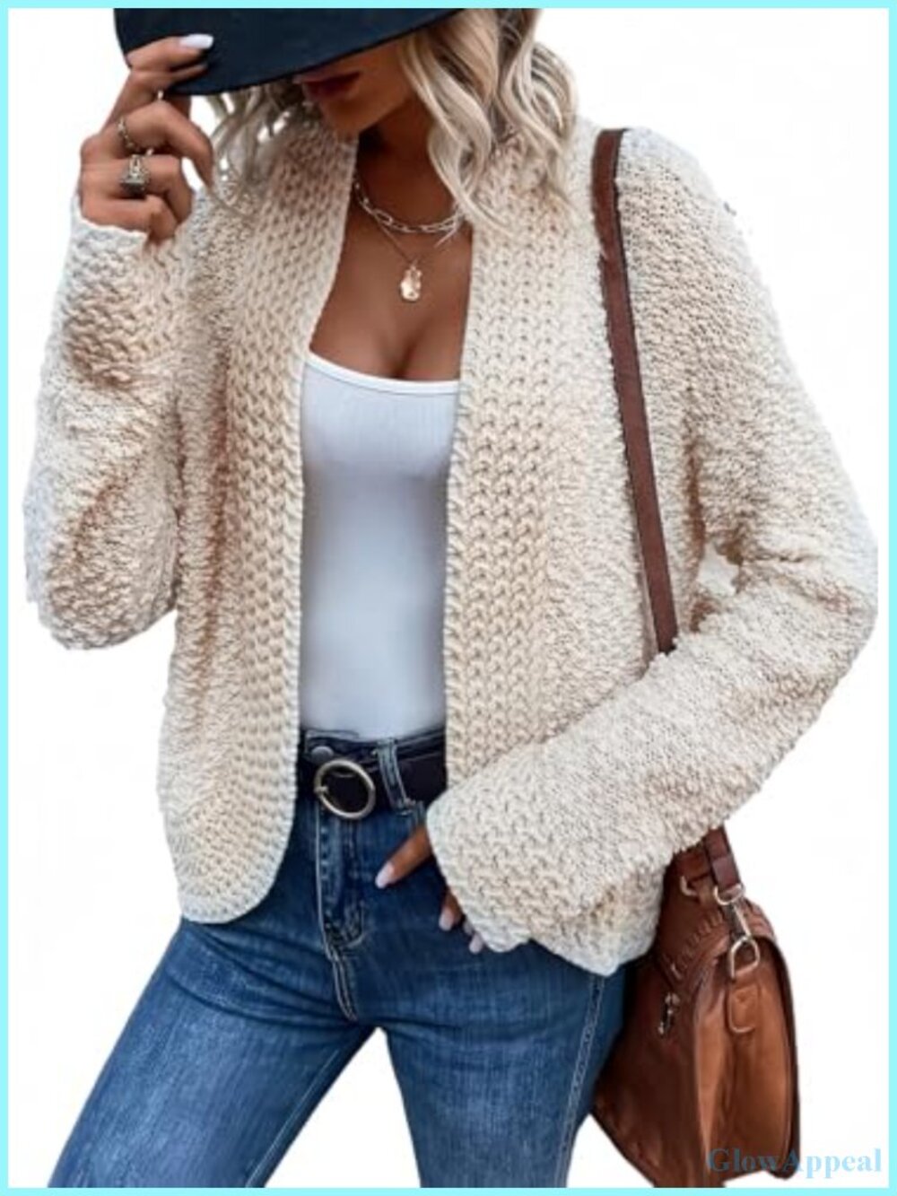 Chunky Knit Cardigan Coat, Open Front Long Sleeve Sweater, Soft Popcorn Yarn,
